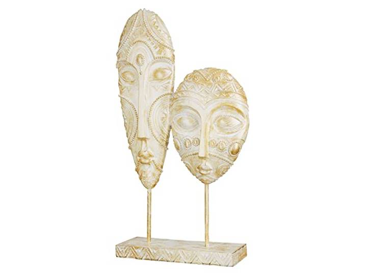 GILDE Deko SkulpturKopf Köpfe Masken - zum Stellen - Farbe/weiß/Gold, mit Verzierungen - Höhe 3 cm