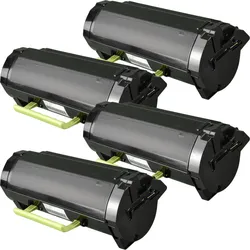 4 Kompatible Toner ersetzt Lexmark 51B2X00 Multipack schwarz