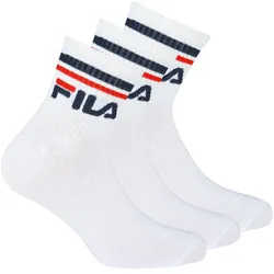 FILA Unisex Socken, 3 Paar Quarter - Kurzsocken, Sport, Logo-Bund, uni Weiß / 35-38