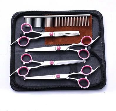 Uplift Picks Professional Pet Grooming Scissors Set With Safety Round Tips pink Nut