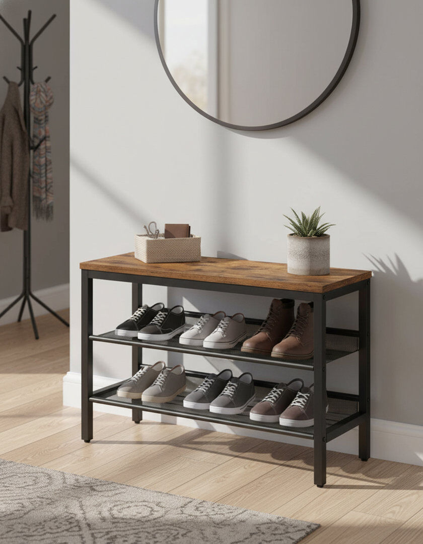 Trent Austin Design 6 Pair Shoe Rack Rustic Brown 6