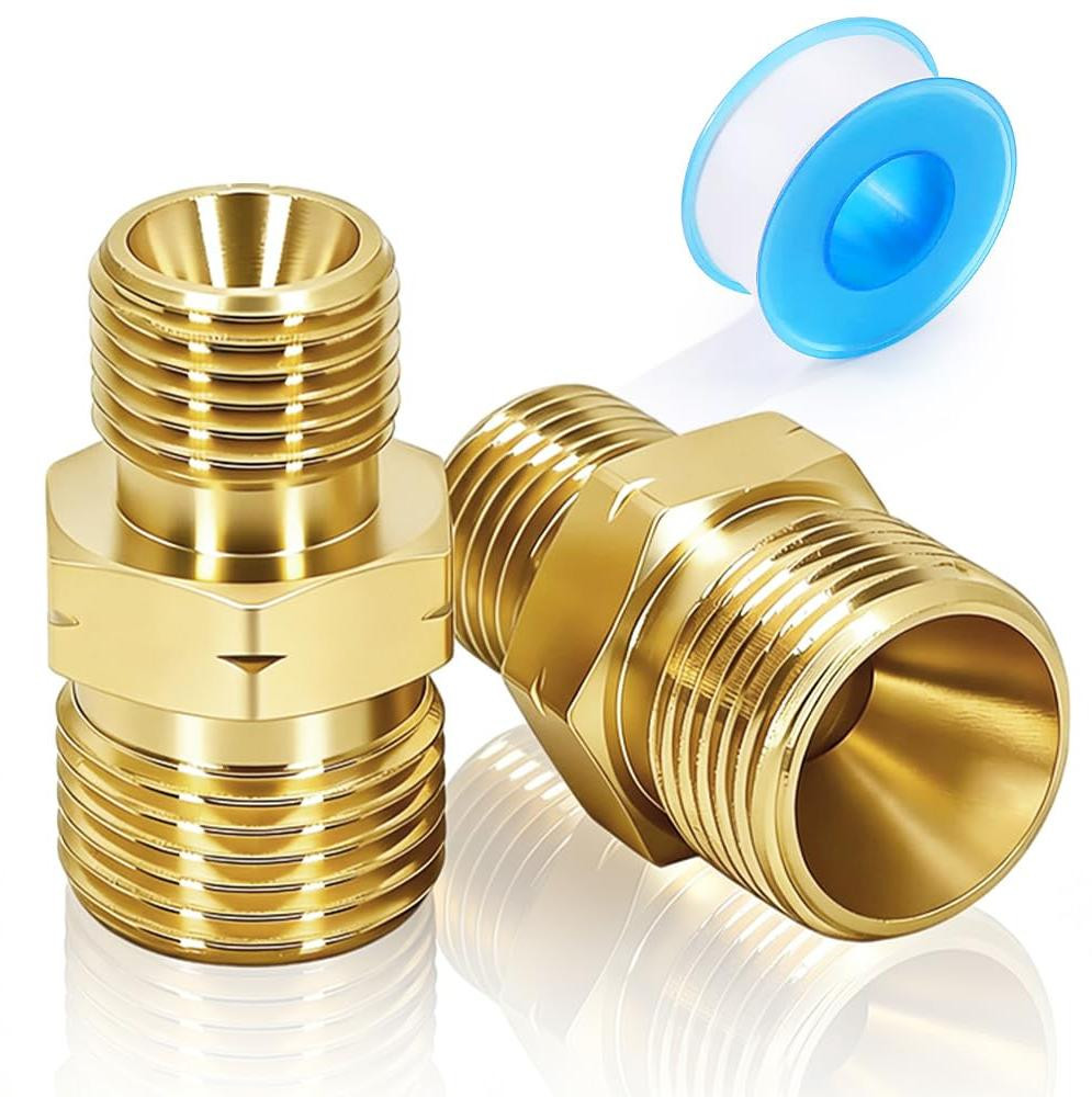 Solidchoice Messing Gasslang Verbinder 1/4 naar 3/8 Links AG - 2 Stuks