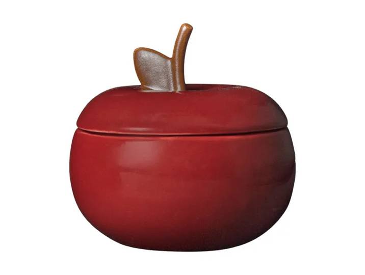 Ferm Living Apple bol en céramique avec couvercle Rouge profond, Ø9,5 cm