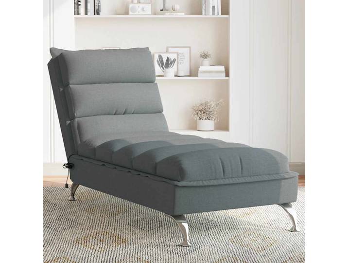 vidaXL Massage-Chaiselongue mit Kissen Dunkelgrau Stoff