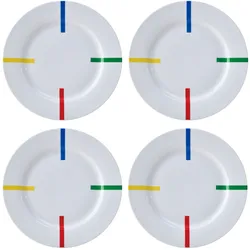 Benetton - Set mit 4 Speisetellern aus Porzellan im Streifendesign