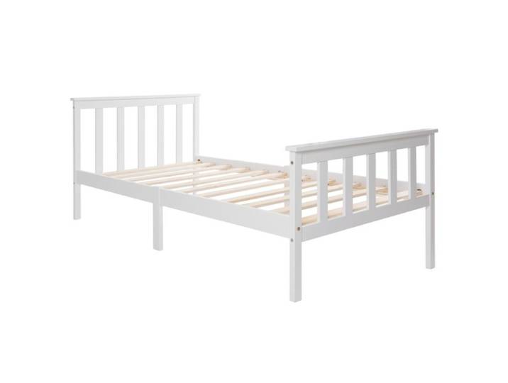 Lit en bois Lit simple de cadre de lit avec cadre d'ardoise Lit en bois avec tête - 90 x 200 cm Blanc