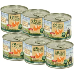 Best Nature Adult Geflügel + Leber + Haferflocken, Nassfutter für Katzen - 6x 200g