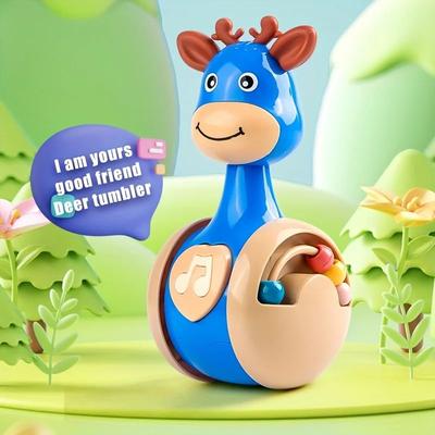 Inspired Living Baby Wobble Toy Roly Poly Tumbler Early Learning Balance Toy For Infants blue