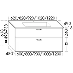 Burgbad Mineralguss-Waschtisch+Waschtischunterschrank System 30 Preisgruppe 4 Sana Trend- oder SHMQ122F5348C0001