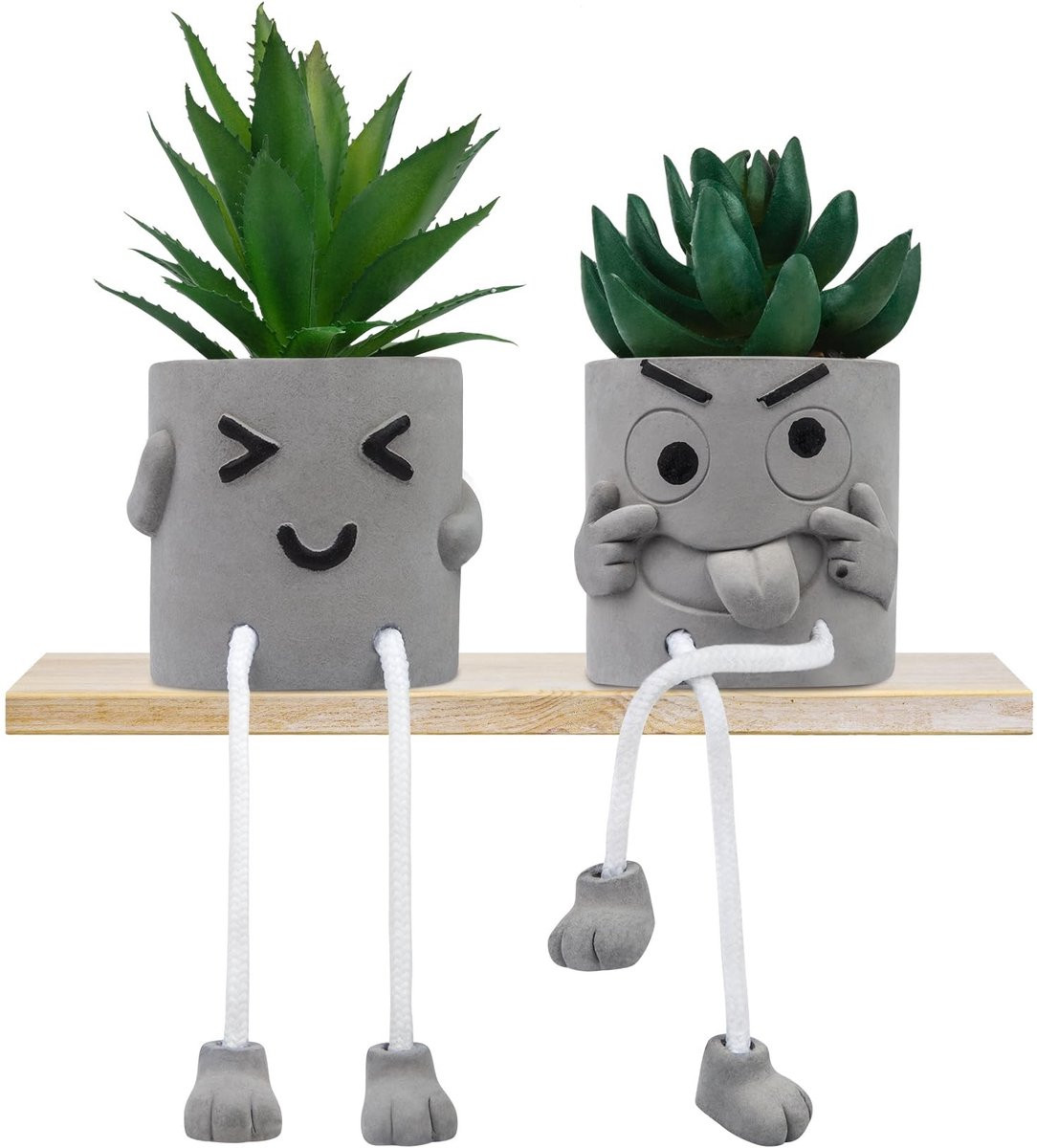 Solidchoice - 2 Stuks Nepplant Cementen Potten - Mini Kunstplanten voor Thuisdecoratie