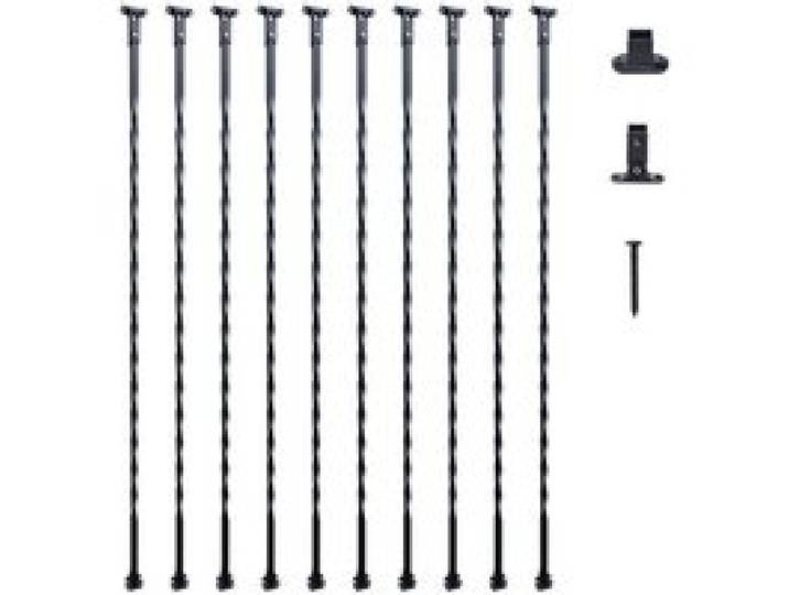 VEVOR Balustres en métal pour escalier 1122 mm barres rampe décoratives en acier galvanisé, lot de 10 barreaux de sécurité style torsions creuses avec chaussures, vis pour rampe d'escalier en spirale