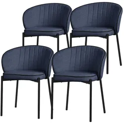 ML-Design Esszimmerstühle 4er Set Dunkelblau, Stoffbezug & Metallbeine