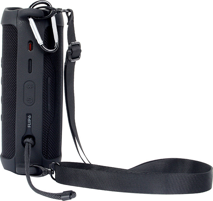 INF JBL Flip 6 siliconen beschermhoes met schouderband zwart