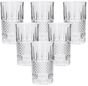 Lorren Home Trends Tumbler Glasses Set of 6, 12oz, Diamond Cut Textured Finish, Water, Cocktails, Beer, Soda, and Juices