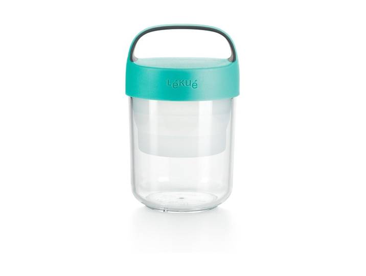 Lunchbox Lékué Glas To Go, 400 ml , blau (türkis), Kunststoff, Lebensmittelaufbewahrungsbehälter, Lunchbox