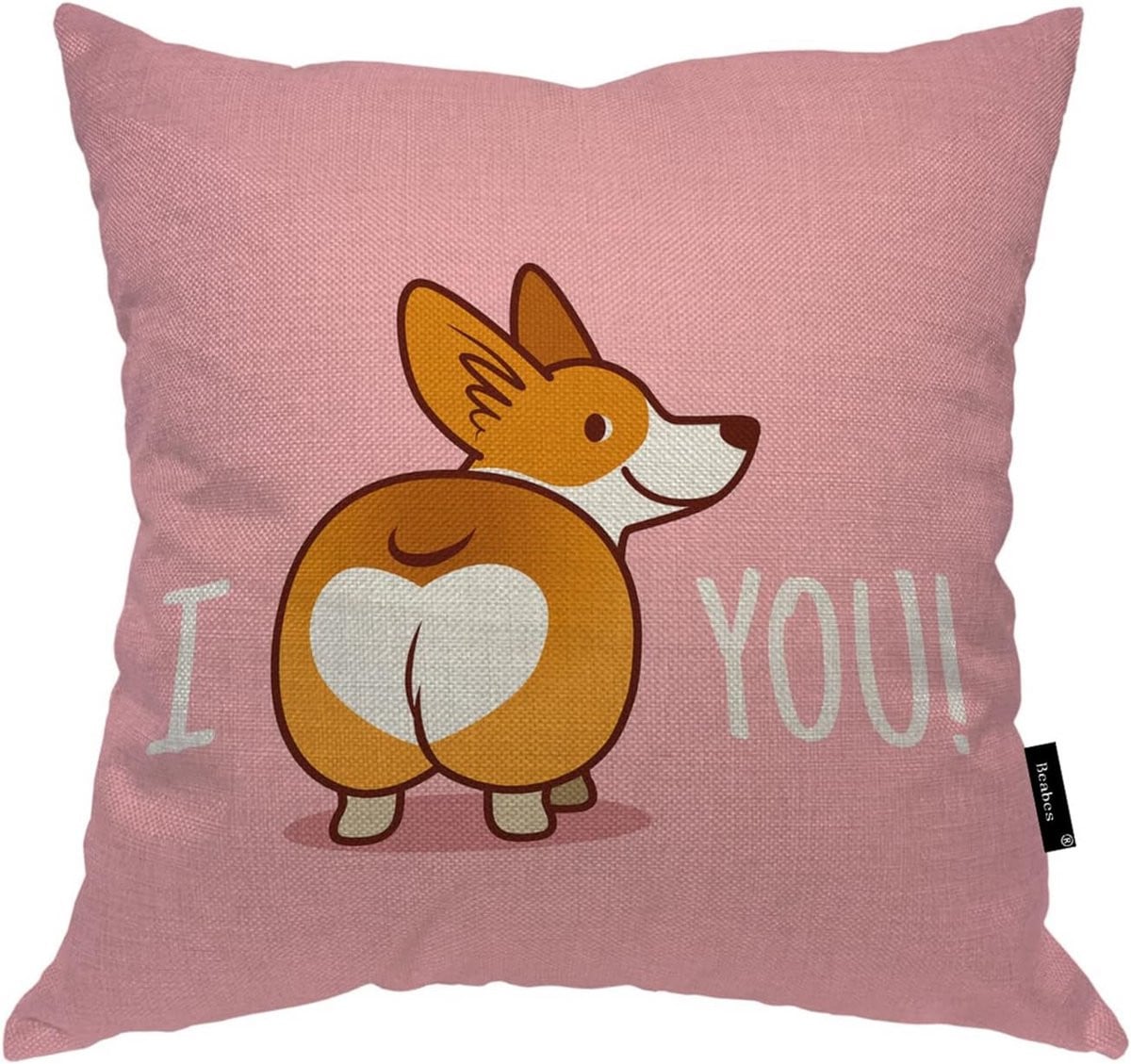 Corgi Hond Decoratieve Sierkussensloop I Love You Heart Puppy Ass Dubbelzijdige Kussenhoes 45 x 45 cm