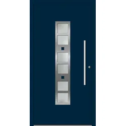 SCHÜCO ADS 75.SI Haustür Aluminium "GOLDA" Stahlblau RAL 5011 innen öffnend DIN rechts