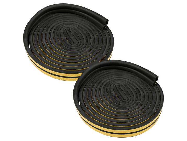 D-Profil Zugluft Dichtungsstreifen, 4er-Set, schwarz, 3m x 9mm x 4mm, selbstklebend