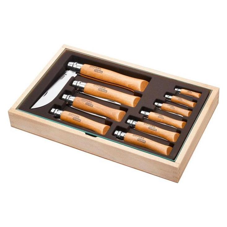 Opinel Sortiment No 02-12, Carbon, im Holzkasten (183104)