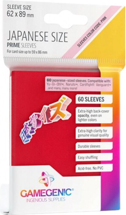 Gamegenic GG : 60 Sleeves Prime Red Japan Size 62 x 89 mm
