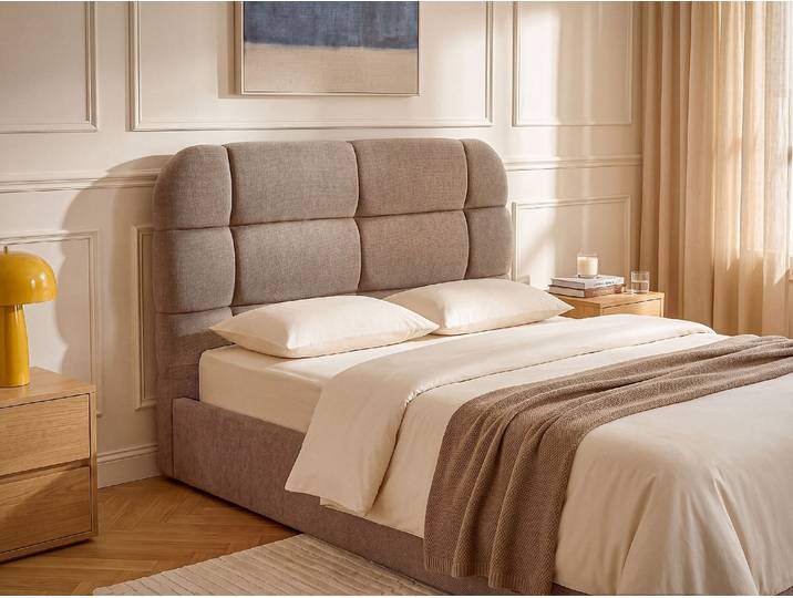 Bettkopfteil 160 cm - Strukturierter Stoff - Taupe - FORIOSY