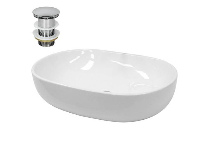LuxeBath Waschbecken, Weiß, Keramik, 42x14.5x60 cm, Badezimmer, Waschbecken & Armaturen, Waschbecken