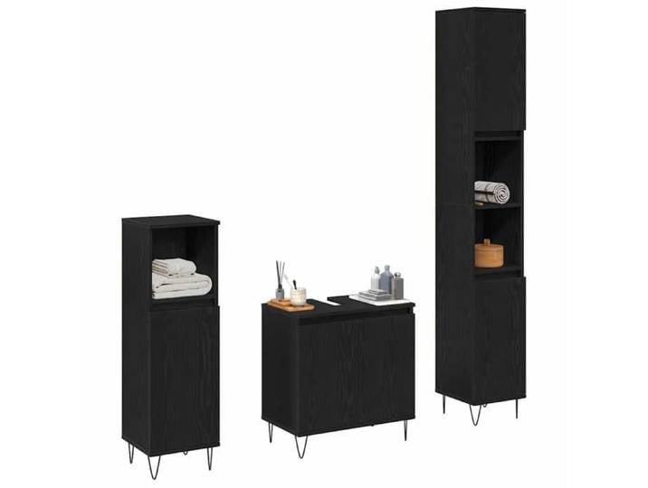 Elégance-Chic Ensemble de mobilier de salle de bain 3 pc - Chêne noir - Cet ensemble de meubles de salle de bain a un design modern