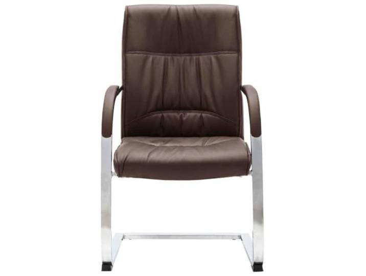 FDSAQOPT Freischwinger Bürostuhl Braun Kunstleder Mit Armlehnen Ergonomische Rückenlehne,weich gepolsterter Sitz,verchromte Stuhlbeine,jahrelanger Gebrauch,maximal 110 kg