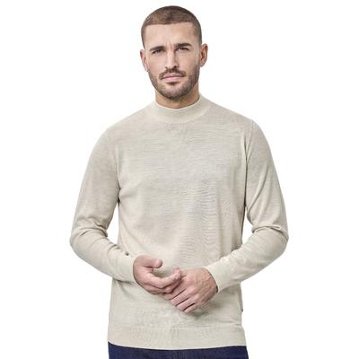 Stehkragenpullover VENTI "VENTI Stehkragenpullover uni", Herren, Gr. XXL, beige, 100% Wolle, Pullover Stehkragenpullover