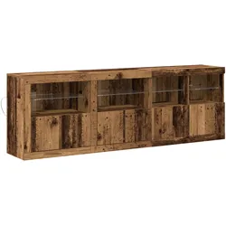 vidaXL Sideboard mit LED-Lichtern Altholz 202x37x67 cm Ingenieurholz