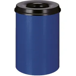 Papierkorb (feuersicher) rund 110 L blau-schwarz selbstlöschender Papierkorb Farbe blau, mit Deckel schwarz