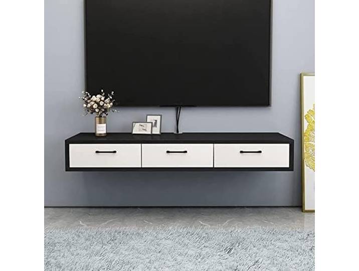 Ptasccne tv Schrank Schwebender TV-Ständer TV-Ständer Float mit 3 Schubladen ohne Griff