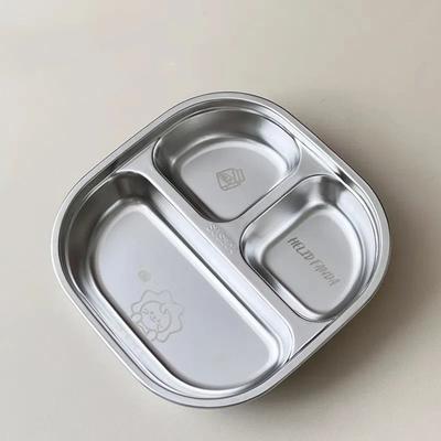Uplift Picks Capybara Stainless Steel Divided Plate 3 Compartment Kids Dinner Plate 3 Grids Bear Style