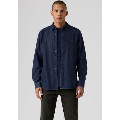 Langarmhemd LEVI'S "BATTERY HOUSEMARK STANDARD", Herren, Gr. M, N-Gr, blau (jack schwarz wash), Web, Obermaterial: 100% Baumwolle, normal hüftbedeckend, Hemden, normale Passform