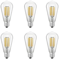 6er Set OSRAM E27 EDISON besonders effizientes LED Leuchtmittel leistungsstark 3,8W wie 60W 3000K warmweißes Licht