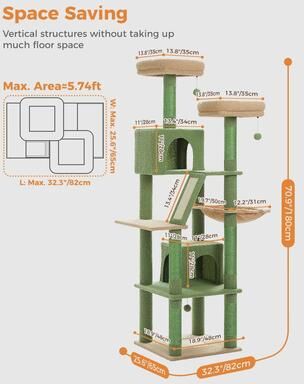 Uplift Picks Multi Level Cat Tree Tower With Hammock Condo And Scratching Posts g