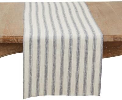 Saro Lifestyle "Classic Striped Pure Linen Table Runner - 16""x72"""