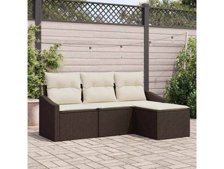 Marron Meuble de jardin - VIDAXL - Ensemble de Canapés avec coussin - (4 pcs) - Marron polyrotin m3940
