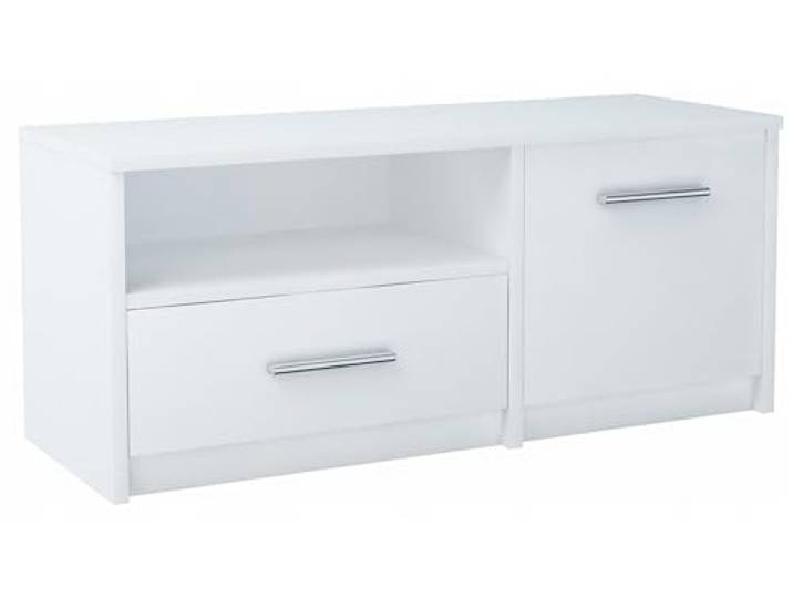 MATKAM Fernsehkommode BODO 1D1S, H42 x B98 x T35 cm, TV Lowboard, TV Unterteil, 1 Schublade und 1 Tür, Robuste Verarbeitung, Moderne Ästhetik, ideal für jeden Raum (Weiß)