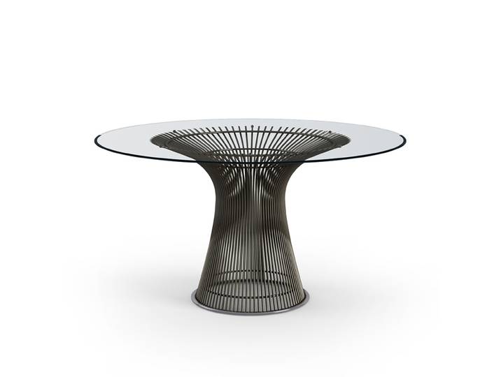 KNOLL table ronde PLATNER Ø 135 cm (Bronze / Transparent - Métal / Cristal)