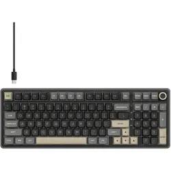Royal Kludge RK98 Pro Phantom, beigefarbener Schalter, US (US, Kabelgebunden, Kabellos), Tastatur, Schwarz, Grau