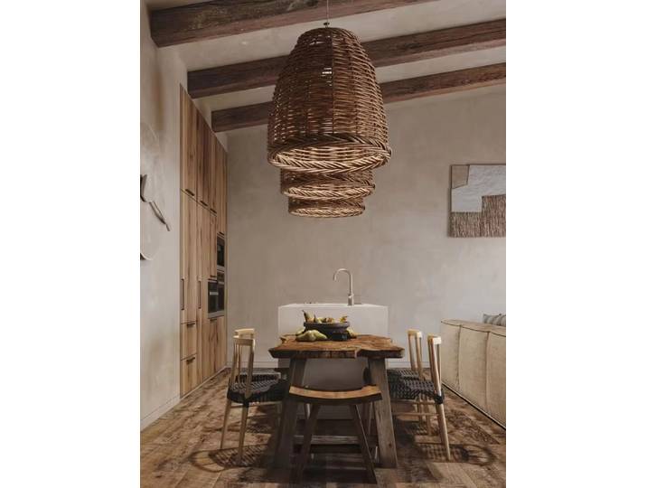 Lampe suspendue en rotin tressé artisanal, style Wabi Sabi rétro, pour hôtel balnéaire en Thaïlande, décoration de maison style américain.