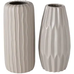 Boltze Vasen Set Aquarel 2er, 26 cm, Ø 11 cm, Beige