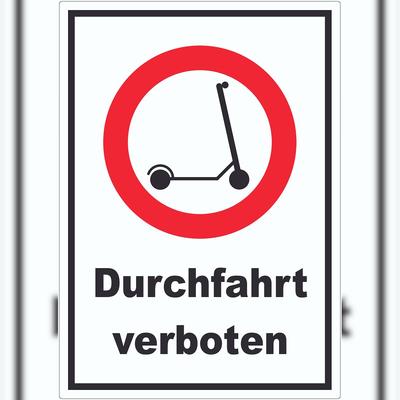 HB-Druck E- Scooter Durchfahrt verboten Aufkleber Elektro -Tretroller Roller A9 (37x52mm)
