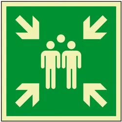 Schild I PERMALIGHT power langnachleuchtend Rettungszeichen Sammelstelle, ASR/ISO, Aluminium, vorgebohrt, 400x400mm