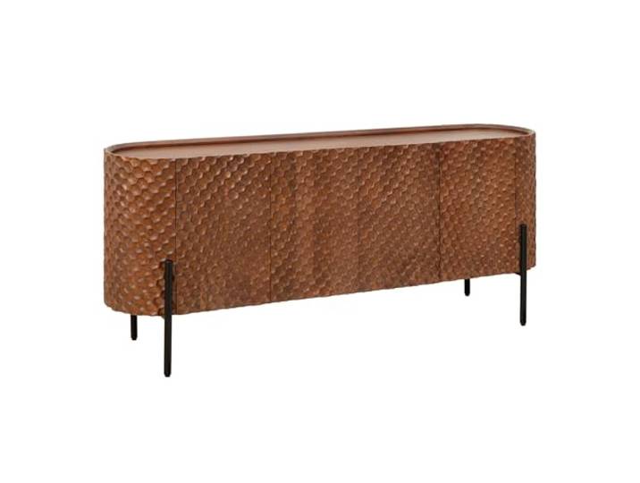 Riess Ambiente Massives Sideboard ADLON - 180cm - braun schwarz - Mangoholz Metall 3D-Front in Wabenstruktur