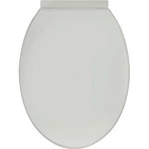 vidaXL WC-Sitz 141762, oval, aus Kunststoff, mit Absenkautomatik & Kunststoffscharnier, weiß