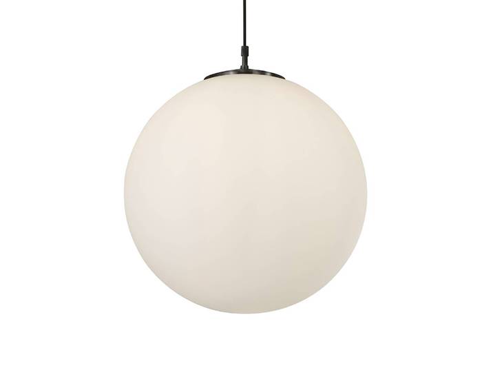Suspension Atom 1 ampoule Ø 30cm Blanc/Noir Verre opalin Acier verni E27