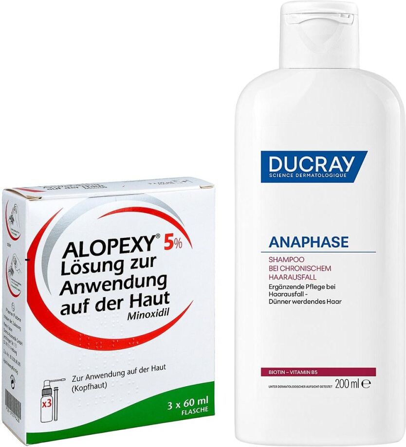Ducray Alopexy 5% Lösung Männer 3x60 ml + Anaphase Shampoo 200 ml 1Set