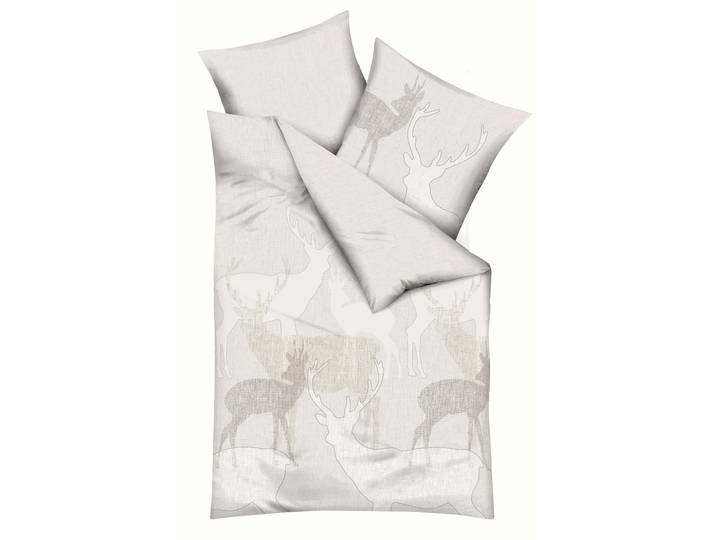 Bettwäsche KAEPPEL Hirsche , beige (natur), B/L: 135cm x 200cm, 1 Stk., 1 Stk., Feinbiber, B/L: 80cm x 80cm, 2 Stk., Feinbiber, Obermaterial: 100% Baumwolle, Bettwäsche, Bettwäsche, mit Hirschen